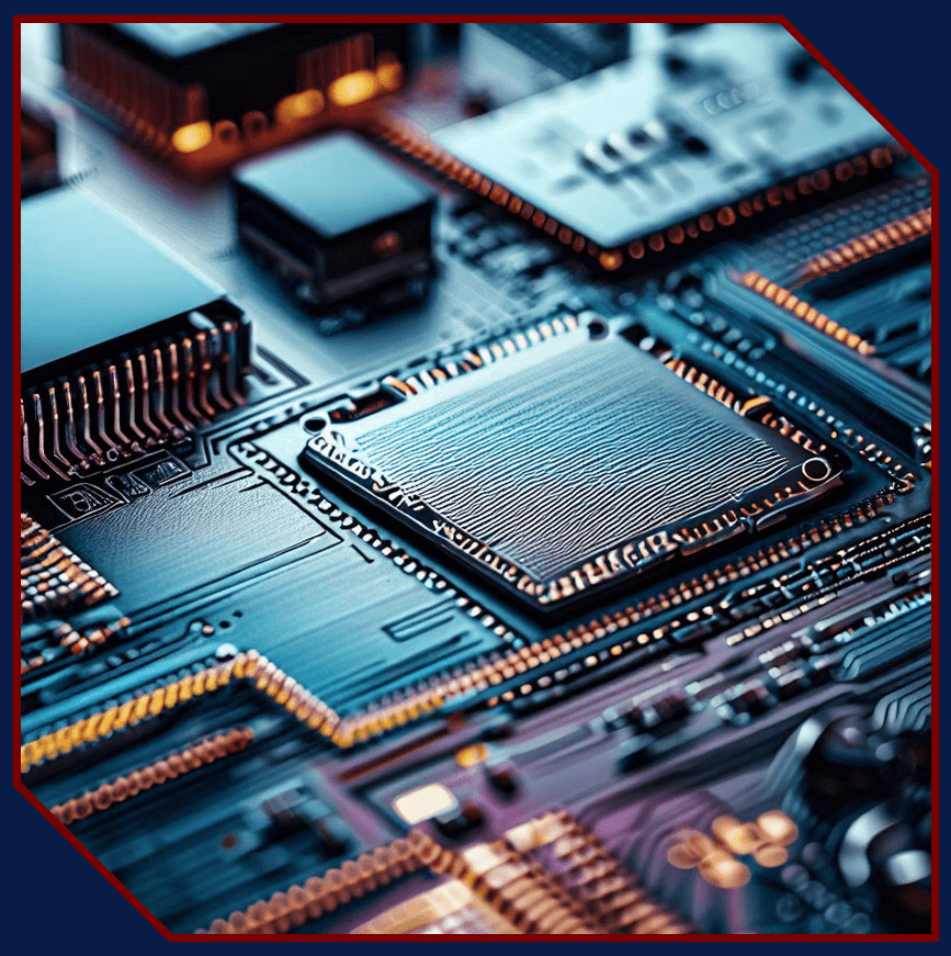 Circuit board with microchip illustrating embedded system development