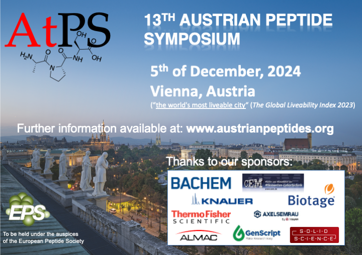 13th Austrian Peptide Symposium flyer, 5 December 2024, Vienna, Austria